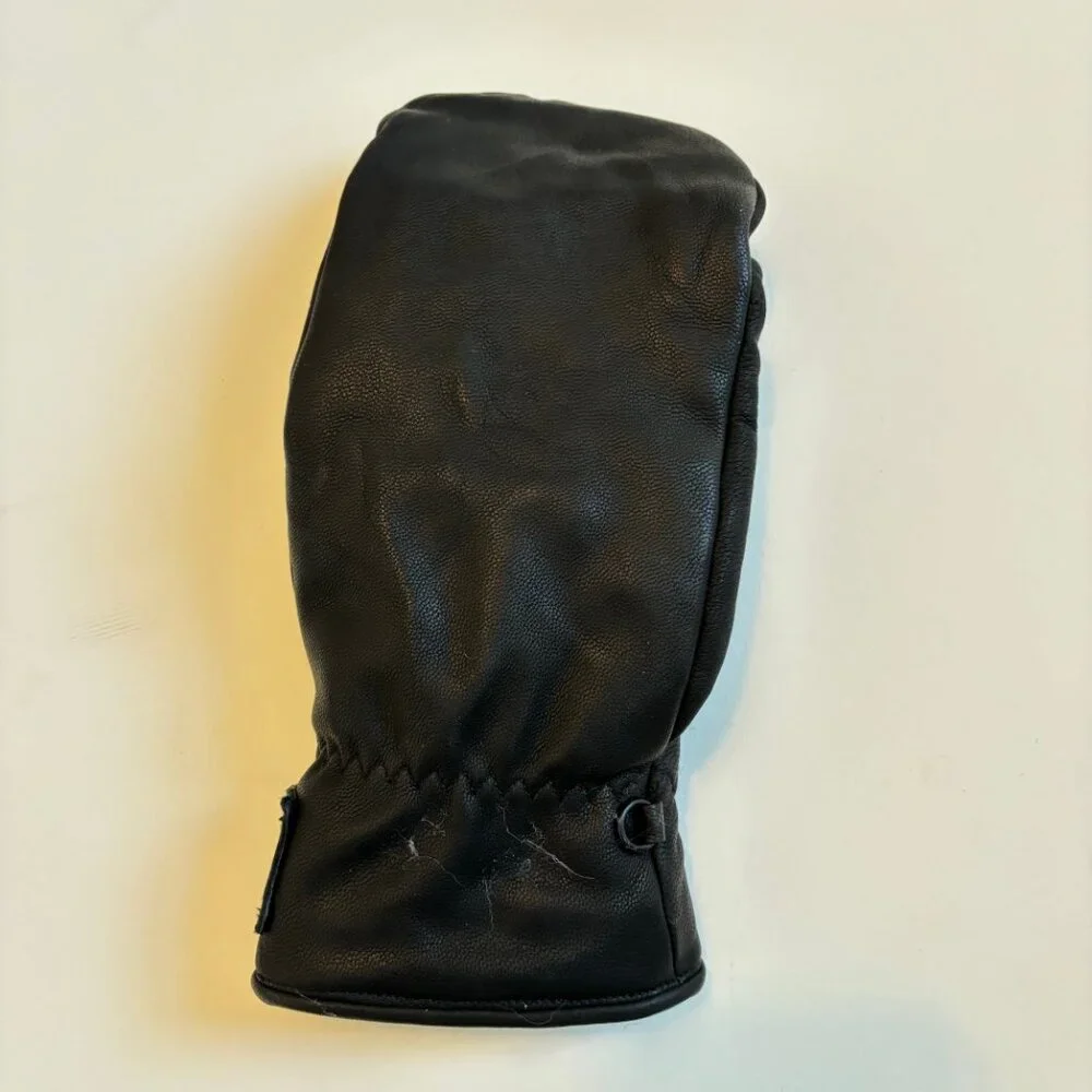 NEW Italic Black Leather Mittens – Water-Repellent Goat Leather, Insulated, Size